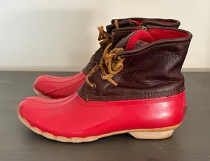 Sperry Women’s Waterproof Duck Boots Red Brown Leather‎ Fleece Lined Size 8 thumbnail 1
