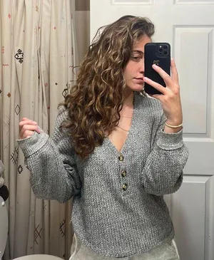 American Eagle Gray Button Front Sweater thumbnail 1