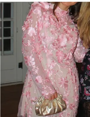 Pink 3D floral Dress thumbnail 3