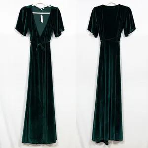 Baltic Born Meghan Velvet Wrap Maxi Dress Emerald Green Holiday Party Christmas thumbnail 3