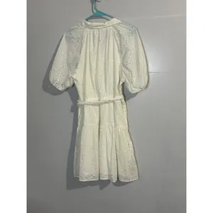A New Day Size L 100% Cotton‎ Eyelet Puffed Balloon Sleeves Belted Lined Dress thumbnail 3