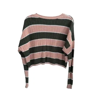 Hollister Pink and‎ Green Striped Cropped Sweater XS thumbnail 2