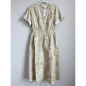 LOFT Tile Utility Midi Pocket Dress Khaki Tan Size 4‎ NEW thumbnail 9