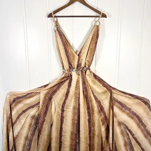 ASOS Boho Maxi Halter Chain Waist Reptile Snake Print Side Splits Dress Sz 8 thumbnail 3