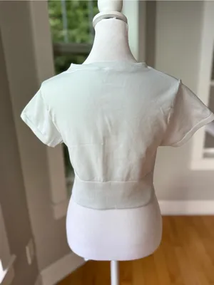 Offline by Aerie Pale Blue Short Sleeve Ribbed-Hem Cropped Workout Top Sz Medium thumbnail 3