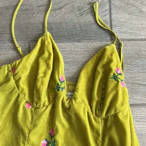 Urban outfitters green velvety dress with pink flowers thumbnail 3