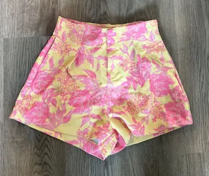 White Fox Pink and Yellow High Waisted Shorts thumbnail 1