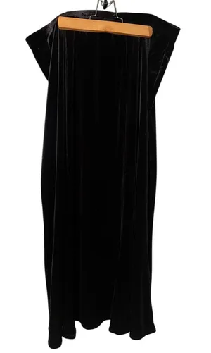 Notations Women's Size XL Velvet Midi Skirt Black A-Line Flounce Pull On Stretch thumbnail 1