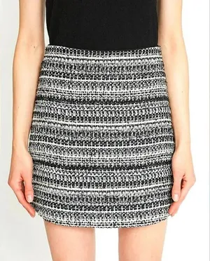 Loft EUC Women's Tweed Boucle Holiday Striped Metallic Mini Skirt 6 thumbnail 1