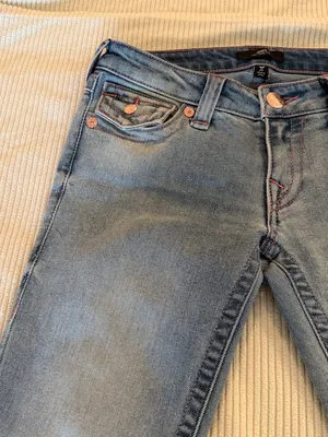 True Religion Joey Low Rise Flap Flare Jeans in Salt Water, size 25. thumbnail 10