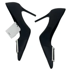 Mango Satin Pointed Toe Heel Pump with Buckle Black Size 37/ 6.5 thumbnail 8