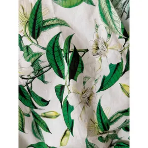 Boston Proper Floral Leaf Print Tiered Ruffle Sleeve Wrap Top Green White S thumbnail 2