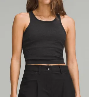 Lululemon Ebb to Street Cropped Racerback Tank Top Black thumbnail 1