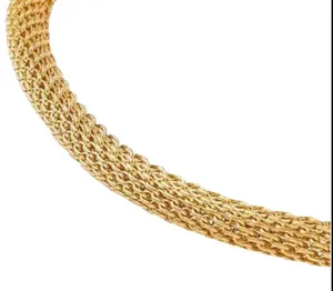 TJ Maxx Crystal Rhinestone Flat Round Charm Slider Bracelet with Round Mesh Chain for Women, Golden thumbnail 2