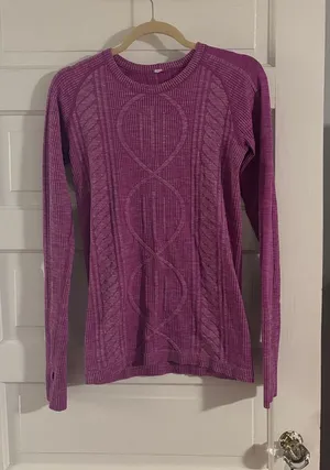 Lululemon Women's Long-Sleeve Cable Knit Design Long Sleeve - Purple thumbnail 1
