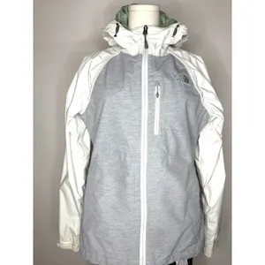 The North Face HyVent Rain Jacket Womens Small Grey White Hooded Shell Coat thumbnail 3