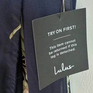 Lulus All Mine Navy Blue Floral Print High-Low‎ Wrap Dress M 65229 NWT thumbnail 9