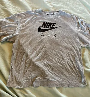 Nike Air Shirt Women's Plus Short Sleeve Small Lounge Crop Swoosh Gray thumbnail 1