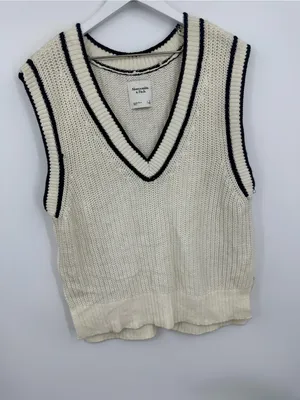 Abercrombie And Fitch Cream Boho Baggy Slouchy Sweater Vest Size Small thumbnail 8
