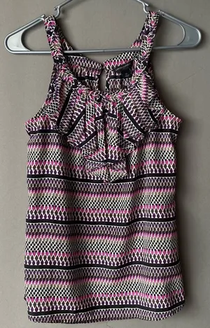Banana Republic sz XS‎ purple halter ruffle career blouse thumbnail 1