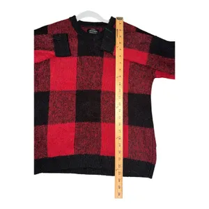 Lucky Brand Red/Black Buffalo Plaid Wool Blend Sweater, Small thumbnail 6