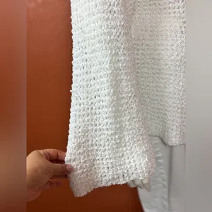 POL - Ivory/Oatmeal Loose Weave Cozy Cardigan Size Medium. G#34 thumbnail 6