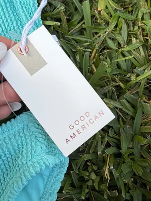 Good American Always Fits Crinkle Bikini Set Aqua Blue S NWT $120 thumbnail 4