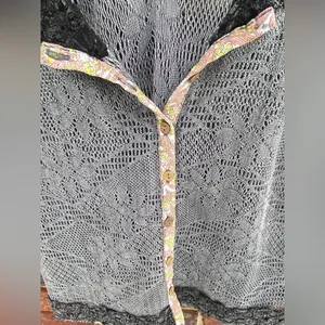 Gimmicks By BKE Crochet Knit L gray/black Tank Top Boho Cottage ‎Y2K Boho Chic thumbnail 4