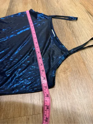 Y2K Metallic Blue Satin Cami with Thin Straps - Women's Top thumbnail 7
