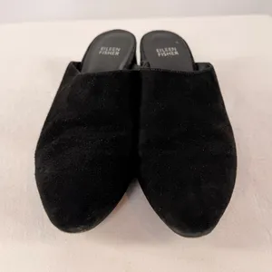 Eileen Fisher Sylvia Suede Block Heel Slip On Mules in Black Size‎ 9 thumbnail 4