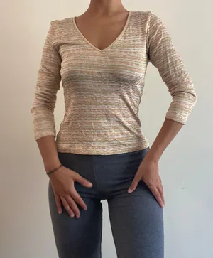 Pastel Rainbow Knit Top Pink Size M thumbnail 6