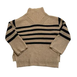 Old Navy Mock-Neck Tunic Sweater Knit Tan and Black Stripe XS thumbnail 4