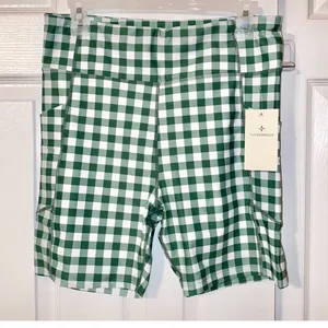 Tuckernuck Trellis Gingham Biker Shorts M NWT Green White 6” High Waist Pockets thumbnail 4