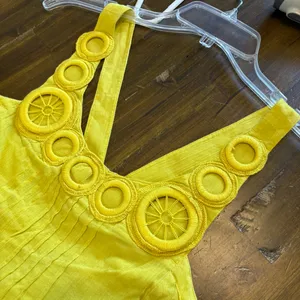 Anthropologie Ipanema Sun Dress by Edme & Esyllte Chartreuse Embroidered Cotton thumbnail 5