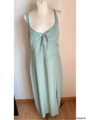 Abercrombie Corset Lace Up Seafoam Green Midi Dress Large Tall New Tags thumbnail 3