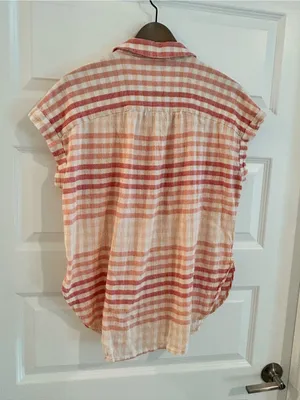 Madewell Central Tunic Shirt White Pink Gingham Size M thumbnail 9
