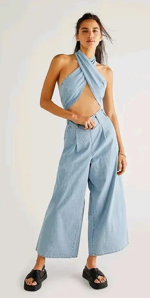 Free People Sasha Convertible Wide Leg Jeans Size S thumbnail 1