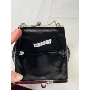 La Regale Black Sequin Evening Bag‎ Silver Kiss Lock Clasp Chain Strap Vintage thumbnail 7