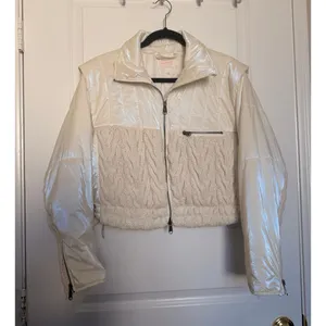 Free People Puffer Jacket Knit With It Quilted Knitted Ivory XS $298 Ski Winter‎ thumbnail 2