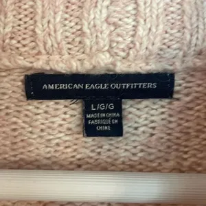 American Eagle pink cropped mock neck knit sweater thumbnail 5
