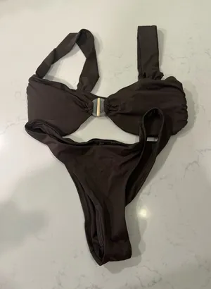 Zara Dark Brown Two-Piece Bikini Set thumbnail 1