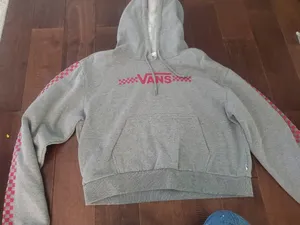 Vans Gray Hoodie with Red Accents Size Large Cropped thumbnail 1