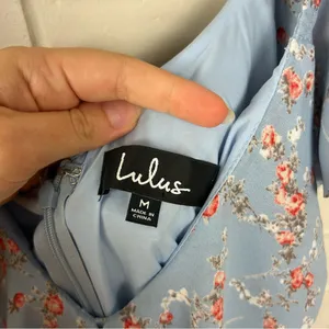 Lulus Radiant Rosa Light Blue Floral Print Ruffled Mini Dress Size M thumbnail 7