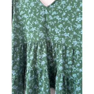 True Craft Green Floral Tiered V Neck Long Sleeve Peplum Blouse Top‎ XL thumbnail 2