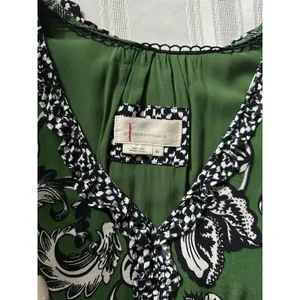 Anthropologie Robin Boho Tiered Ruffled V-Neck Dress Green Motif Size Small thumbnail 13