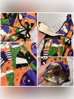 Urban Outfitters Patchwork Boho Surplice Wide Leg Jumpsuit Sz 6 Festival thumbnail 8