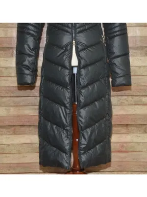 Gallery New York Womens L Long Maxi Puffer Coat Black Faux Fur Hood Quilted thumbnail 12