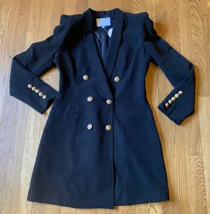 Womens Black Double Breasted Blazer Dress Size M thumbnail 10