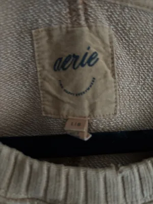 Aerie Oversized Crewneck Sweater Raw Hem Rusty Brown Soft Cozy Lounge Top Sz L thumbnail 4