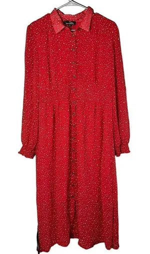 Suzanne Betro Red and Ivory‎ Polka Dot Button Front Dress XL thumbnail 1